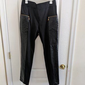 Black leggings with glam pleather and gold details